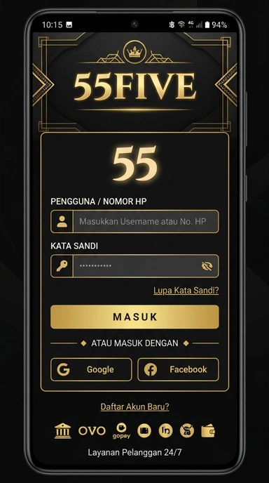 Tampilan halaman login 55five