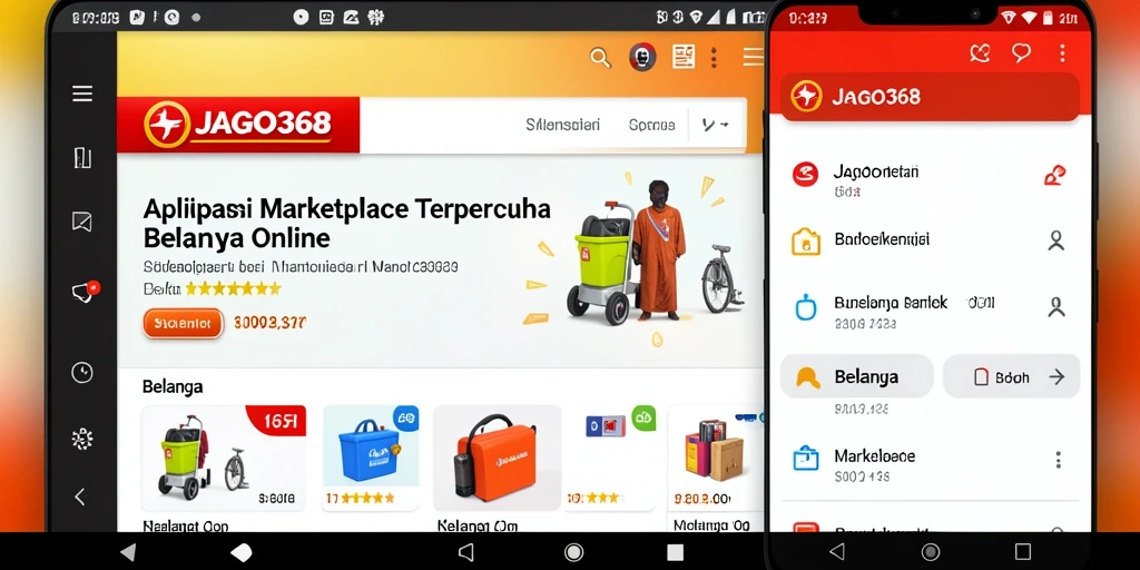 Antarmuka utama JAGO368 memperlihatkan kategori produk dan penawaran menarik.