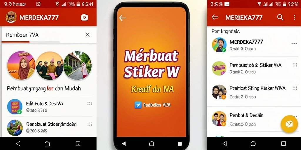 Tampilan antarmuka MERDEKA777 untuk membuat stiker WhatsApp yang menarik.