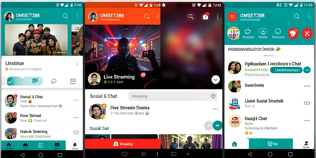 Tampilan antarmuka aplikasi OMSET288 untuk Live Streaming yang interaktif dan menarik.