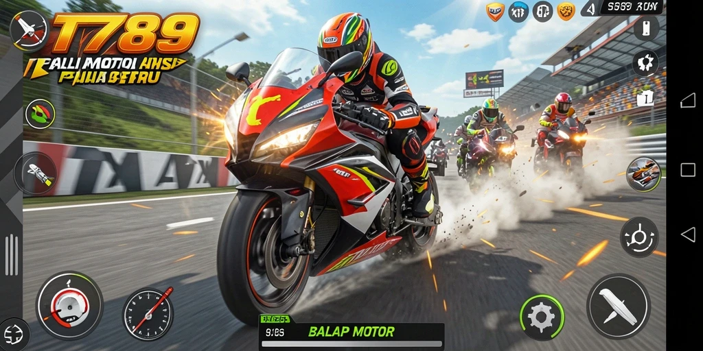 Antarmuka menarik dengan balapan motor yang menegangkan.